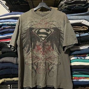 Y2K DC Comics Gray Superman Winged Emblem Tee